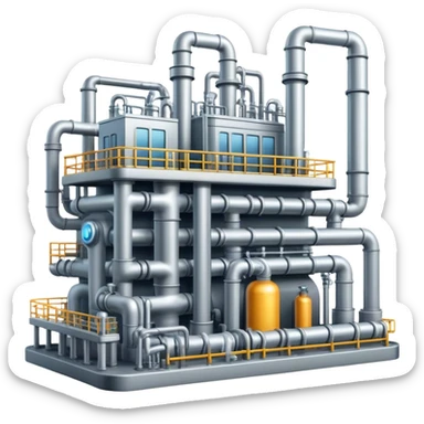 AI-powered factory. It should be a building with pipes sticker