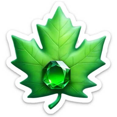 Green Maple Leaf Add a emerald gem trophy sticker