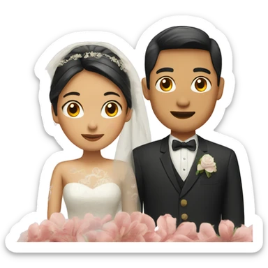asian wedding couple sticker