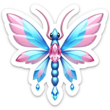 Shiny luminescent translucent diaphanous Diancie-Palkia-Amaura-Aurorus-Salamence-aesthetic-fusion-crystal-fly-decoration-deco-thing-object sticker