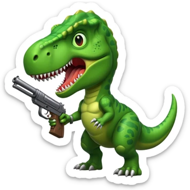 T-Rex holding a gun sticker