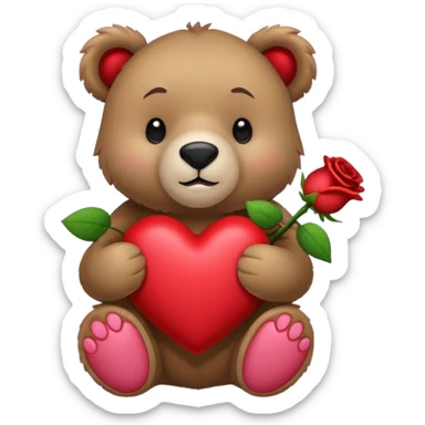 Orso che tiene un cuore di rose in mano  sticker