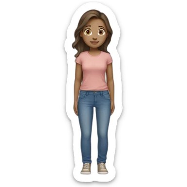 Girl with brown hair, light skin and blue eyes and baggy jeans  sticker