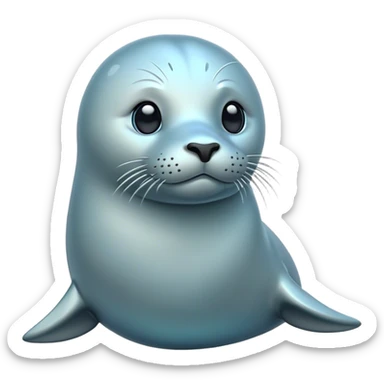 Cinematic Noble Seal Portrait Emoji, Poised and refined, with a sleek, streamlined body adorned in smooth, glossy hues and deep, soulful eyes, Simplified yet sharp and sophisticated features, highly detailed, glowing with a soft, aquatic glow, high shine, intelligent and graceful, stylized with an air of maritime elegance, focused and alert, soft glowing outline, capturing the essence of a watchful ocean guardian that feels as though it could glide out of the screen with effortless authority! sticker