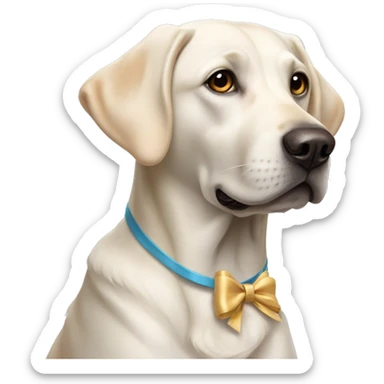 Full-length white Labrador with a bow on the head  sticker