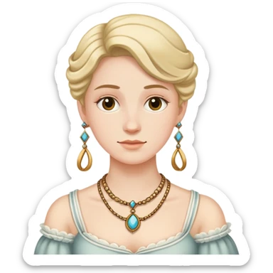 A person from the 1800’s making a necklace sticker