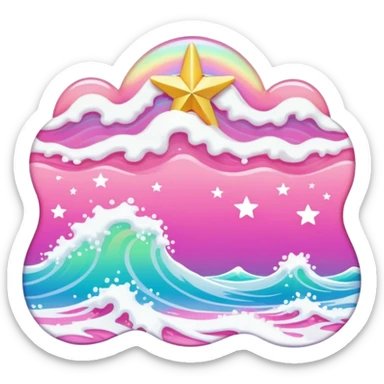 Beach waves with star in the middle (pink sea) sticker