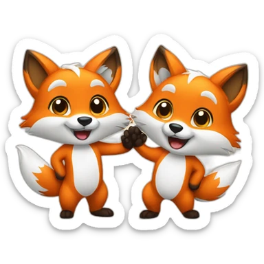 Two Foxes giving a high five sticker