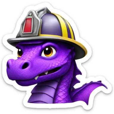 Purple dragon with Firefighter helmet  sticker