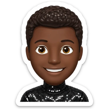 Nathan Morris from Boyz II Men with dark brown hair, black sequin outfit sticker