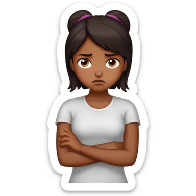 girl dark hair crossing arms mad sticker