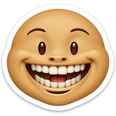 Laughing emoji and gap between the upper middle two teeth sticker