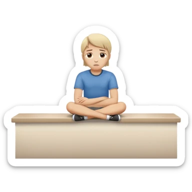 Caucasian sitting sad on counter sticker