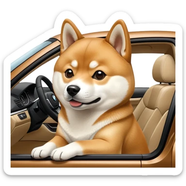 shiba inu sitting inside a BMW car sticker