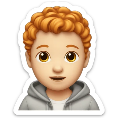Ginger head baby boy woth dark brown eyes sticker