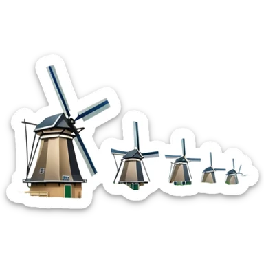 cinematic-realistic-kinderdijk-windmills-landmark-emoji,-showcasing-traditional-dutch-windmills-aligned-along-a-tranquil-canal,-with-lush-green-fields,-soft-ripples-in-the-water. sticker
