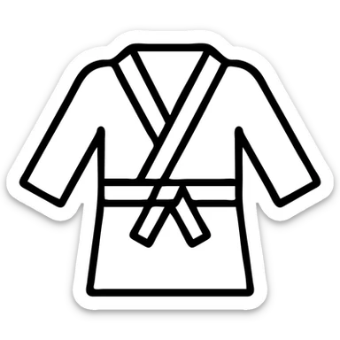 simple white judo gi uniform, black outline icon, no fill, classic martial arts look sticker