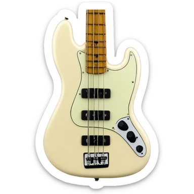 Cream colored fender fretless jazz bass white pearl pod pick guard sticker