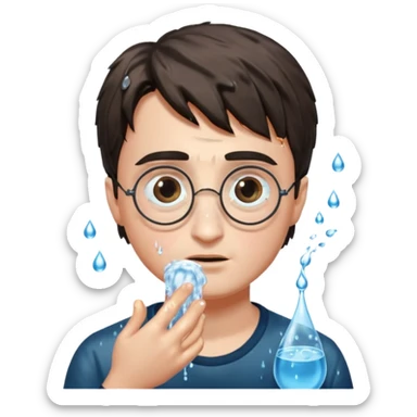 harry potter is washing his face sticker