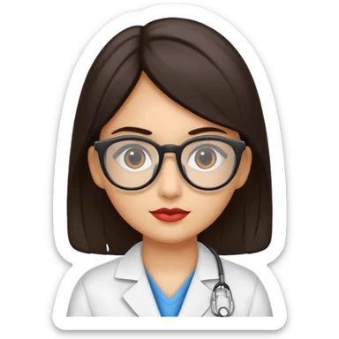una enfermera escolar con gafas llamativas y un moño pequeño, morena sticker
