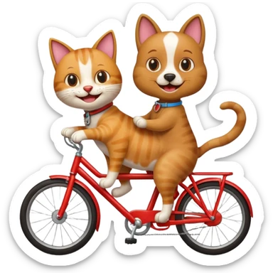 funny cat dog riding bike sticker