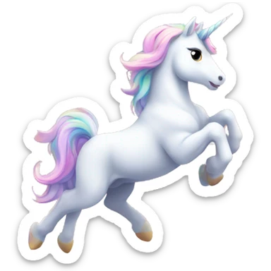unicornio volando en un arcoiris  sticker