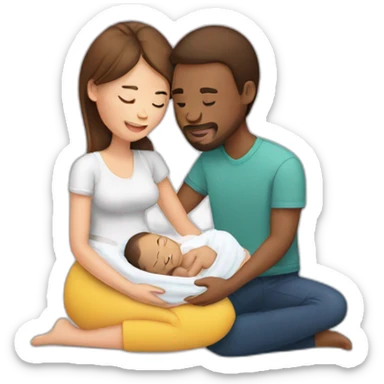 man and woman creating a newborn sticker