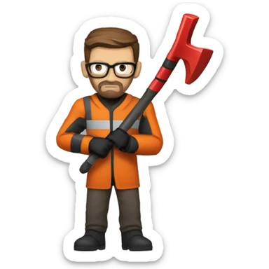 Gordon Freeman wielding a red crowbar sticker