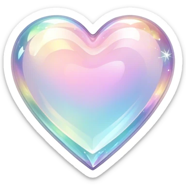 Sparkly glossy Pastel iridescent glass crystal glass heart sticker