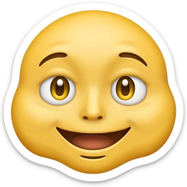 Yellow face emoji with closed deep kind of creepy smile no teeth mouth closed wide eyes sticker