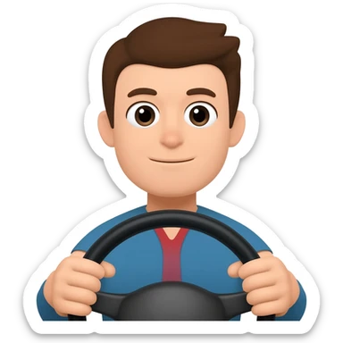 car driver with steering wheel sticker