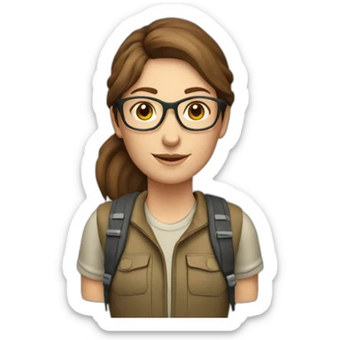 caucasian female hiker with brown hair and glasses sticker