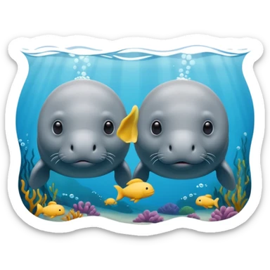 two manatees not togheter sticker