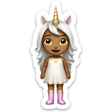 Little tan girl dressed as a unicorn  sticker