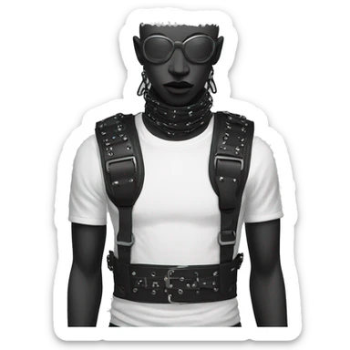 Black punk fashion chest harness sticker