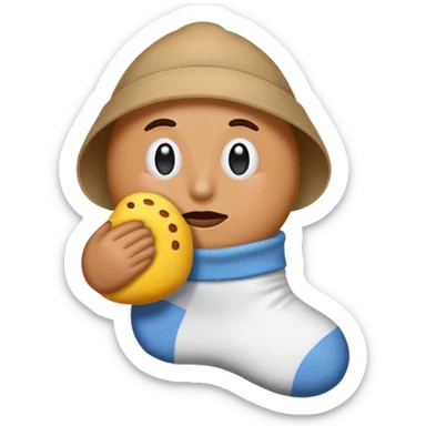 an emoji who sniff a sock sticker