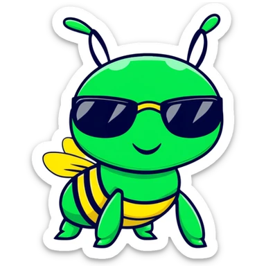 green bee wearing sunglasses sticker