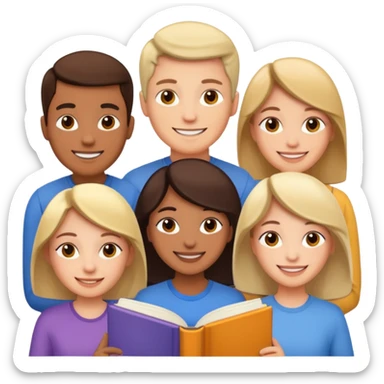 a bunch of people on the cover of a book sticker