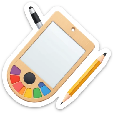 digital graphic template with a pencil, crop icon, and color palette tools around it sticker