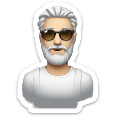 Homme blanc avec Crâne rasé, barbe pas trop grande, lunette de soleil grise aesthetic  sticker