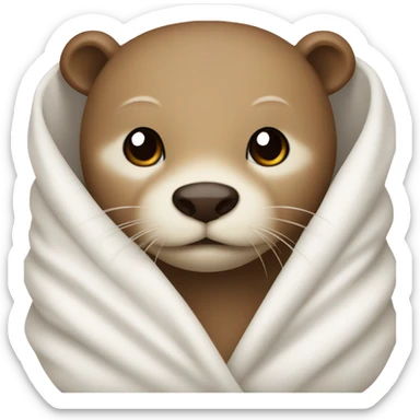 Light brown otter in a white blanket  sticker