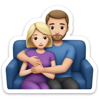 Women cuddling man on couch naked sticker