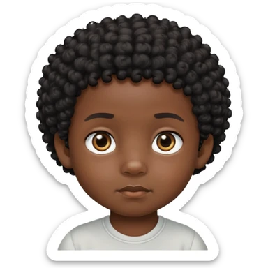 close up toddler boy face, African eyes, dark skin, black curly hair sticker