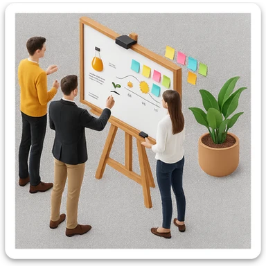 Add colorful sticky notes to the whiteboard in skeuomorphism style with a transparent background. The style should reflect skeuomorphism icon style with realistic shading and depth, maintaining the transparent background as requested. sticker