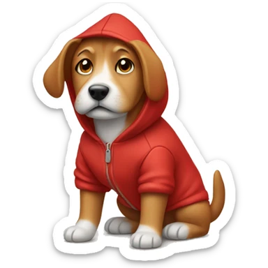 Make a dog wear a little red hoodie sticker