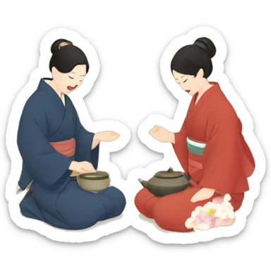 Tea ceremony in Japanese tatami  sticker