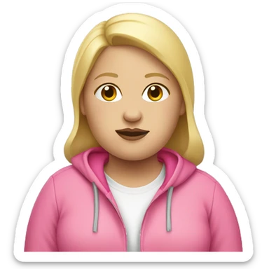 obese woman with blonde hair and pink hoodie sticker
