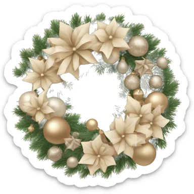Pastel beige Christmas wreath sticker