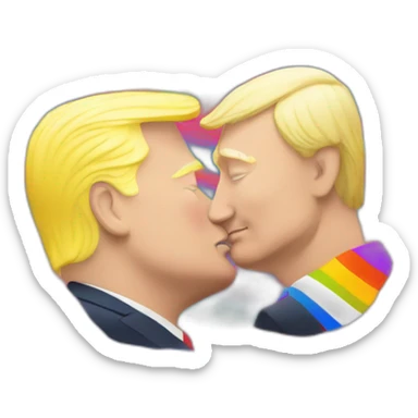 trump-and-putin-kissing,-lgbtq+ friendly, positivity, inclusiveness sticker