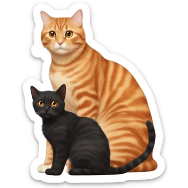 Brown Tabby cat and orange cat and black fluffy cat standing next to eachother sticker